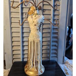 Vintage-look coquette mannequin jewelry holder with beads